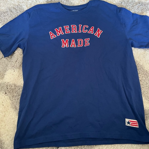 American Giant T-Shirt Mens Large Blue American Made Graphic Flag Collection - Picture 1 of 5